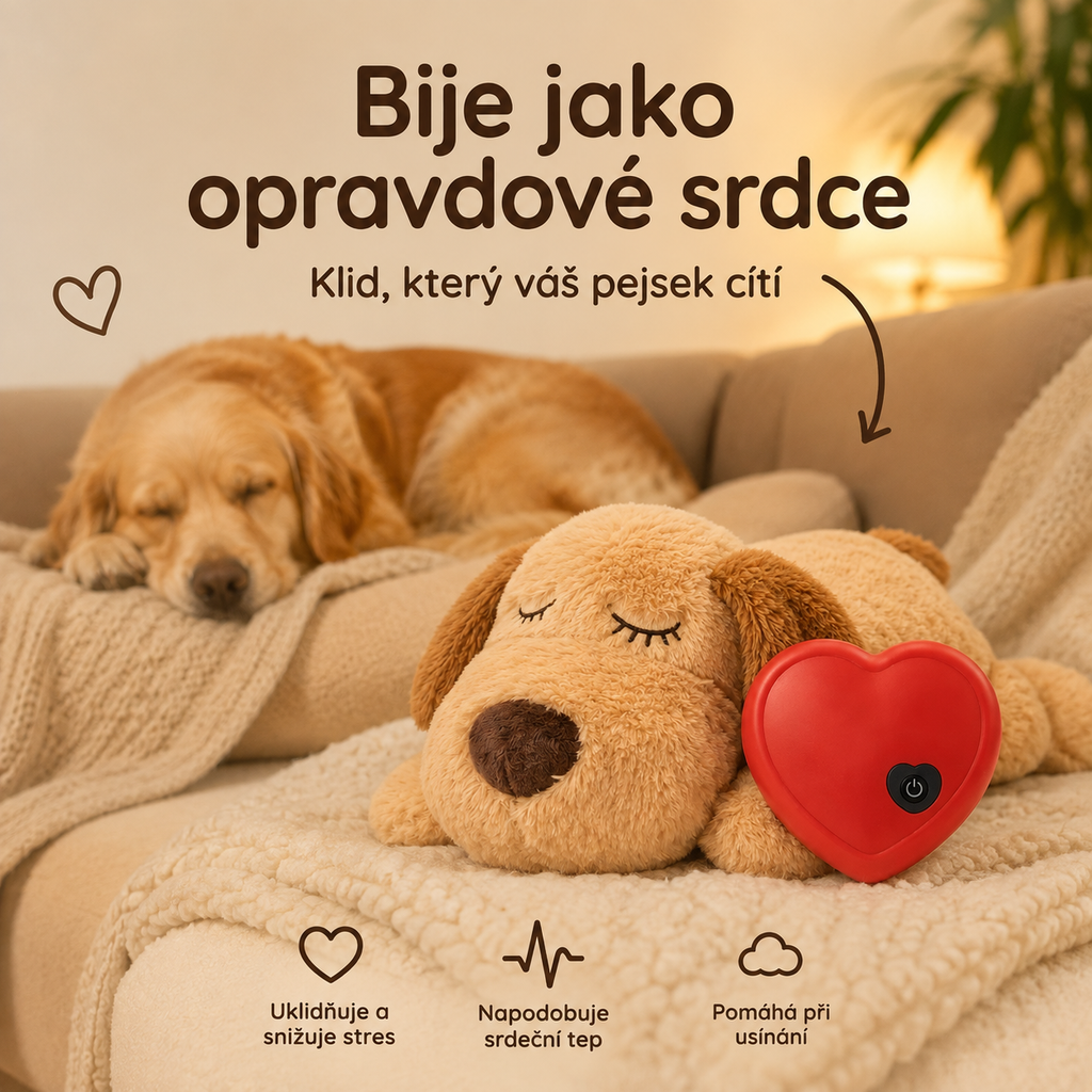 Psí mazlík - Plyšák s tlukoucím srdcem