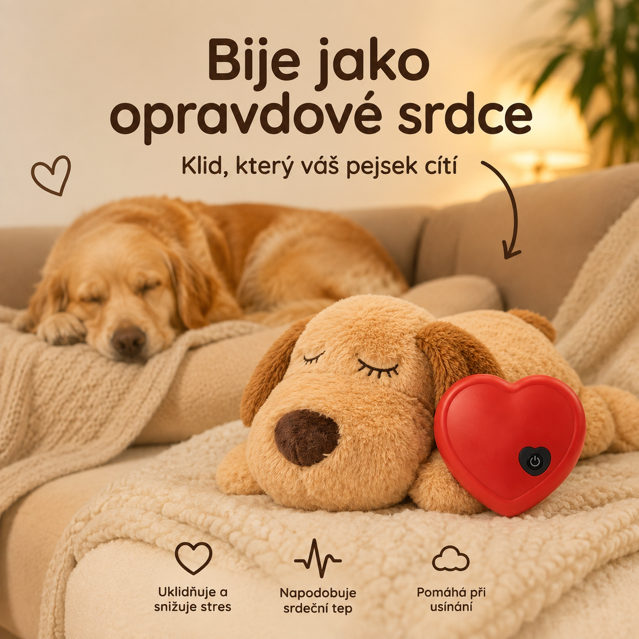 Psí mazlík - Plyšák s tlukoucím srdcem